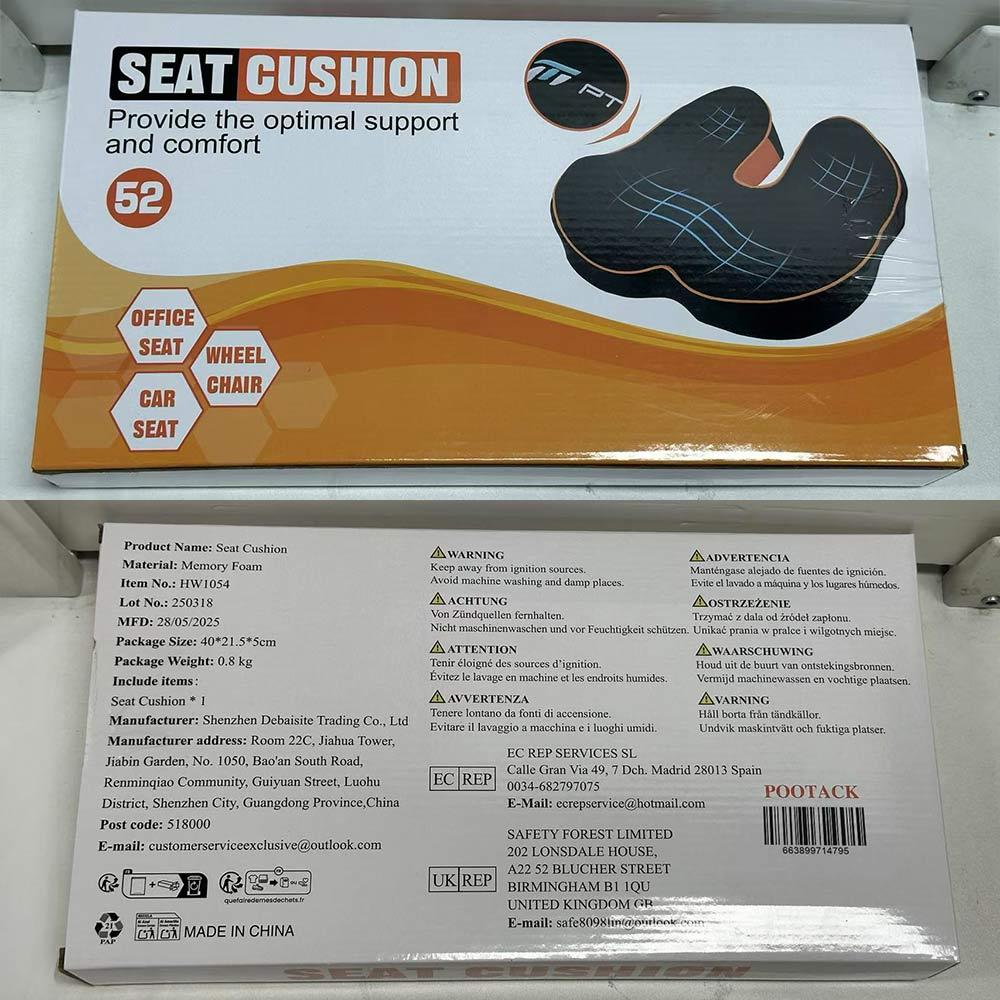 POOTACK Memory Foam Seat Cushion, Ergonomic Office Chair Support, Coccyx Cushion for Back Pain Relief